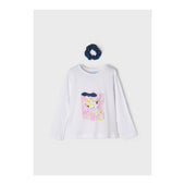 Mayoral Girls Giraffe Print White Long Sleeve T-Shirt